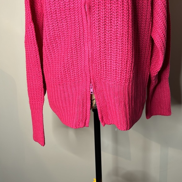 New ASHLEY STEWART Two Way Zip Ribbed Sweater Fuchsia Size-3X - Picture 4 of 6